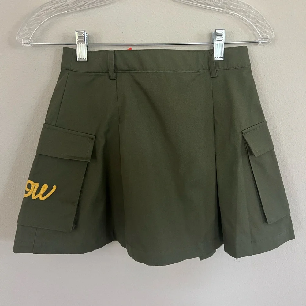 Off-White Kids embroidered-logo pleated cargo skirt